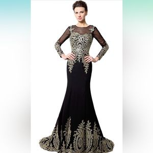 Black and gold mother of bride dress. Brand new. Never worn. Size 14